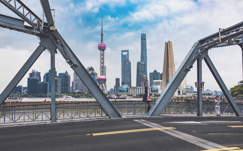 上海外滩大桥与城市天际线图片