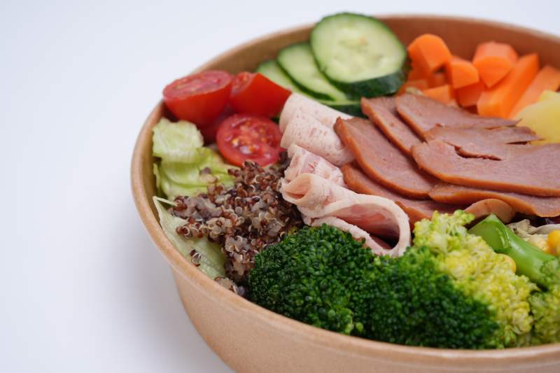 健康蔬菜肉片便当碗图片