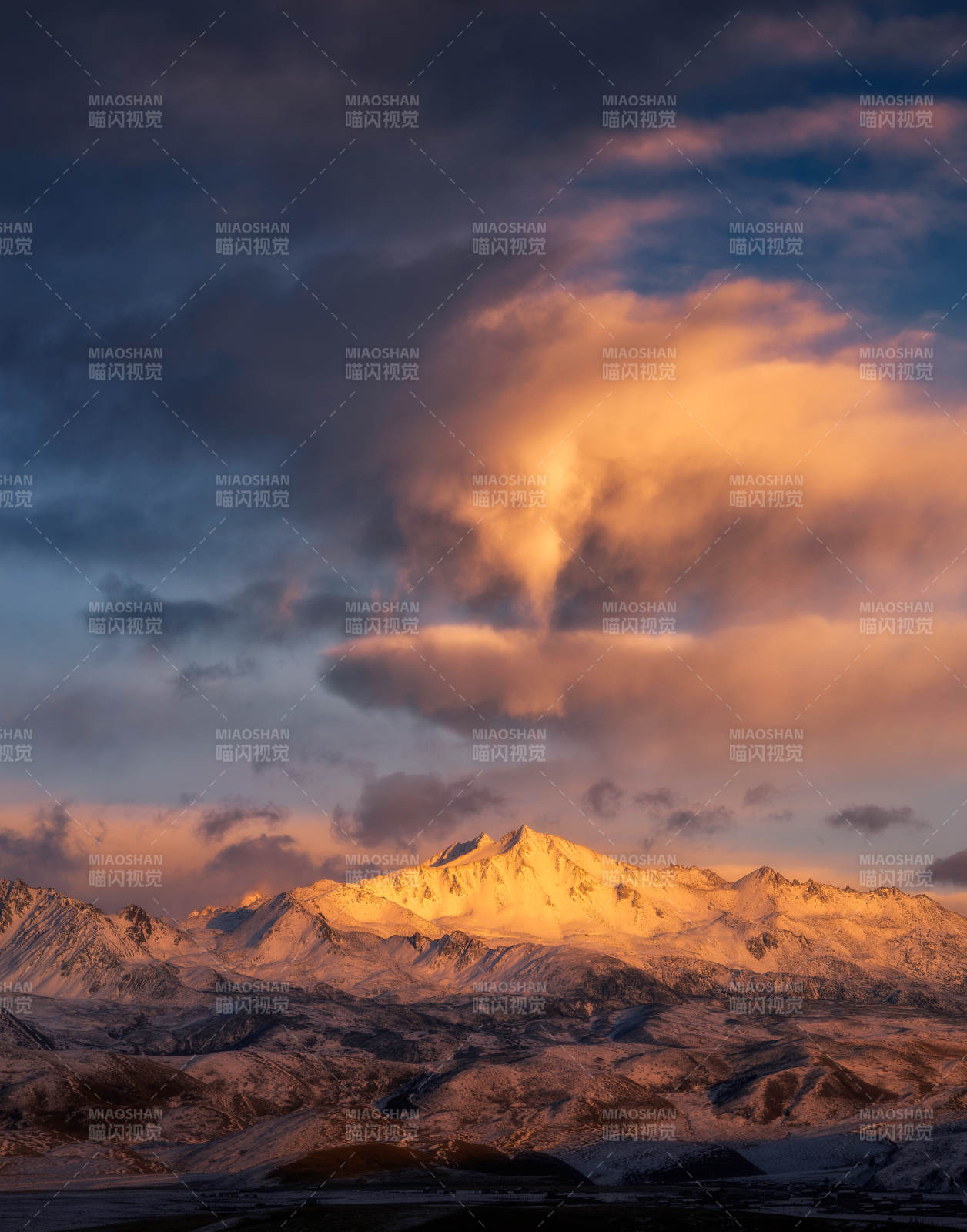 雪山夕照 云海辉煌图片