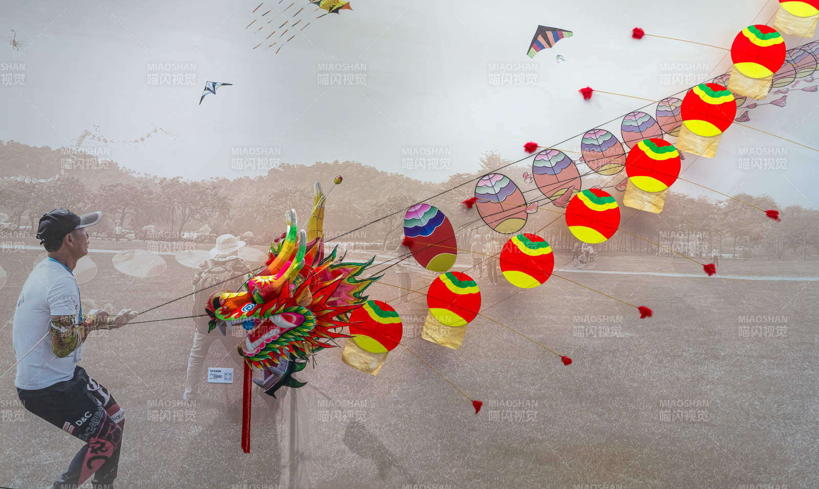 龙形风筝放飞表演图片