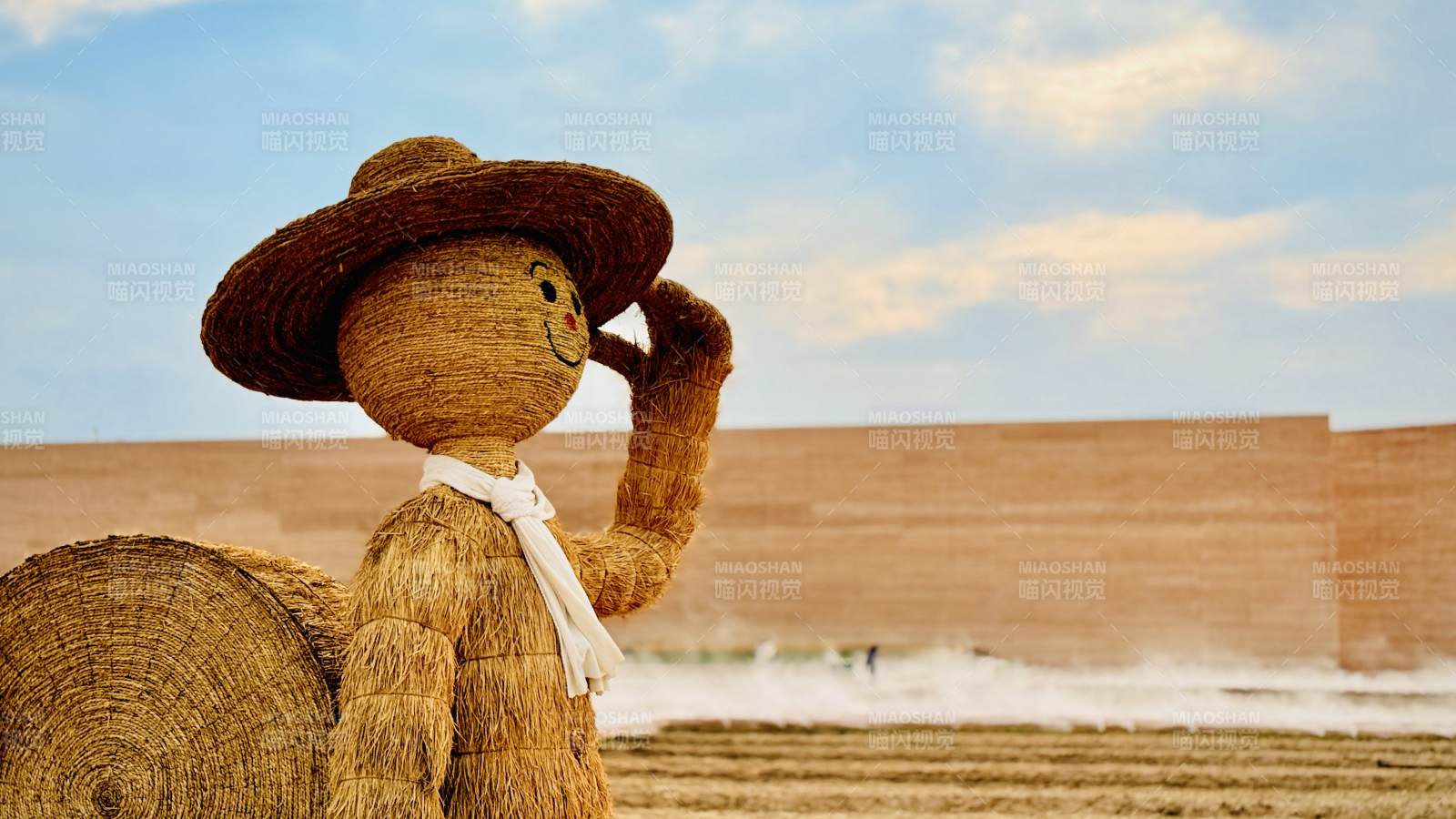 只有河南的稻草人与麦田图片