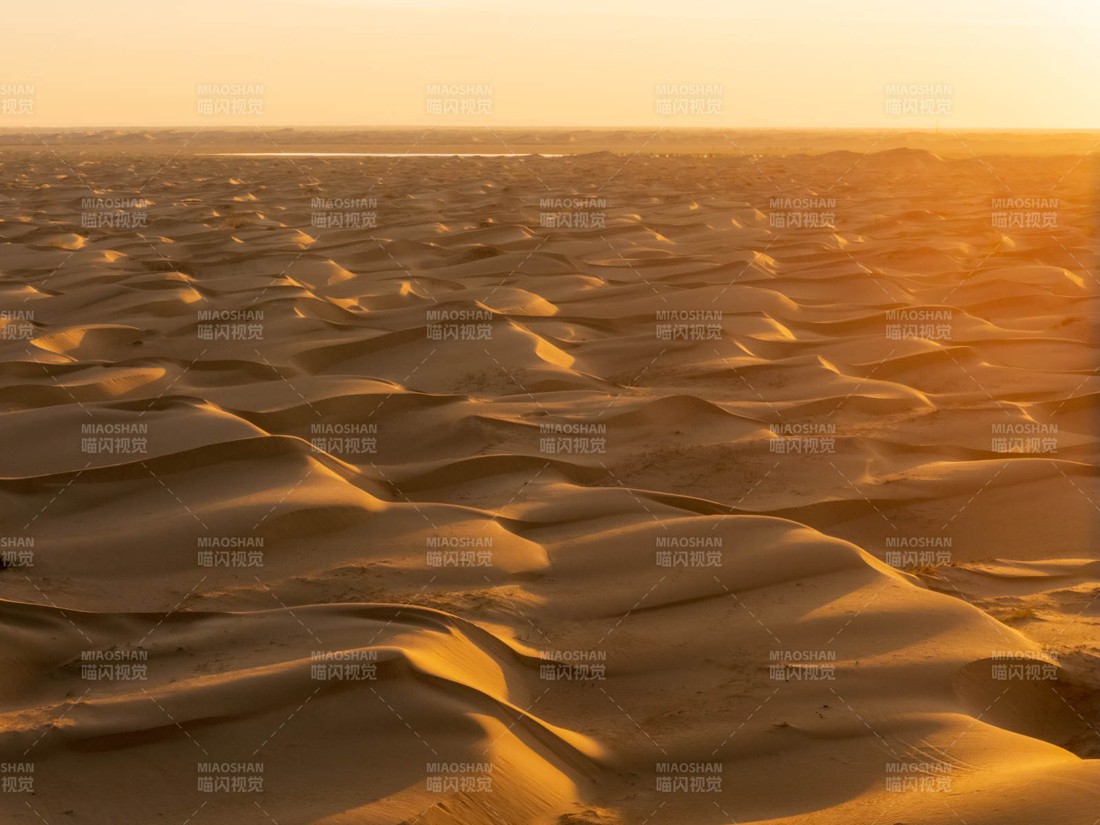 金色沙漠日落美景图片