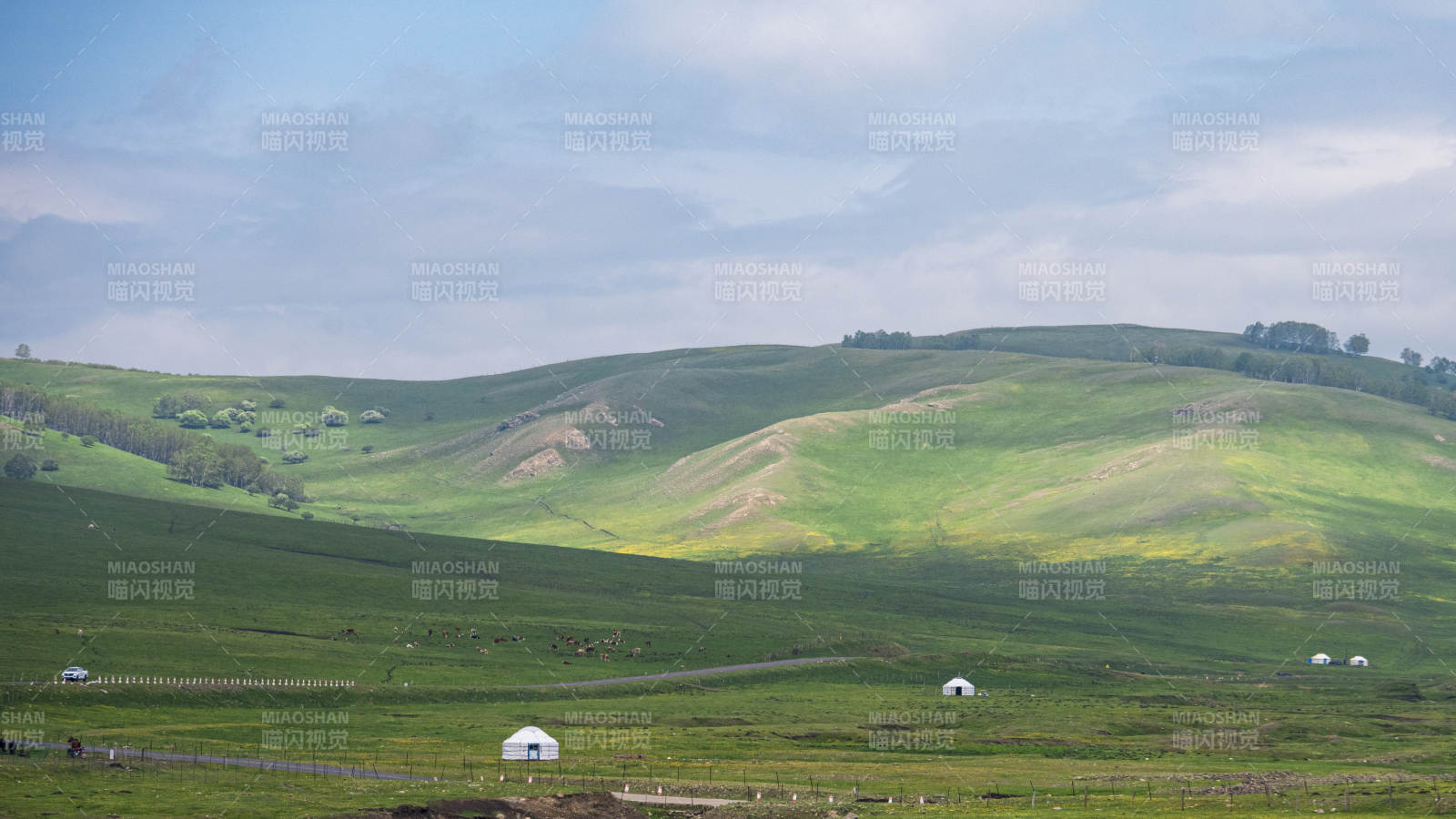 草原风光 蒙古包点缀图片