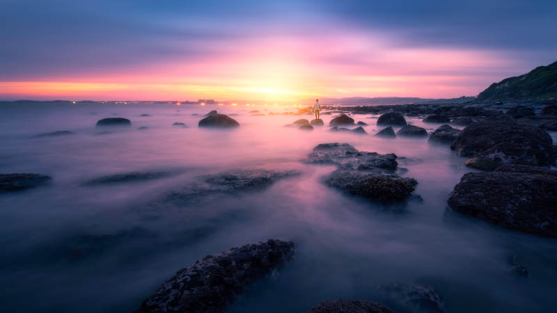 海边日落 梦幻色彩图片