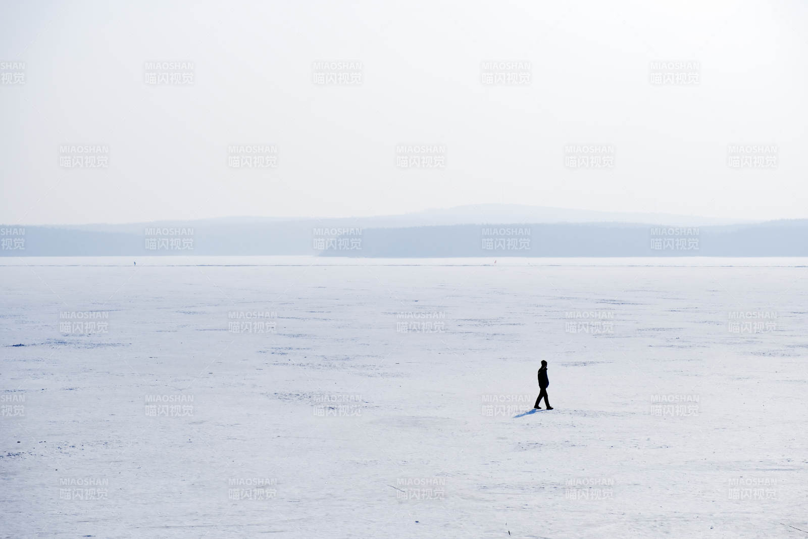 冰面上的孤独行者图片