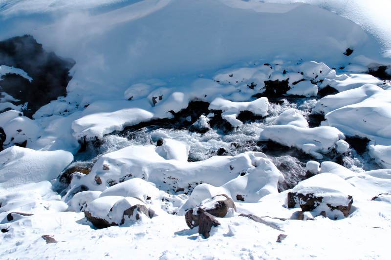 雪地溪流 冬日美景图片