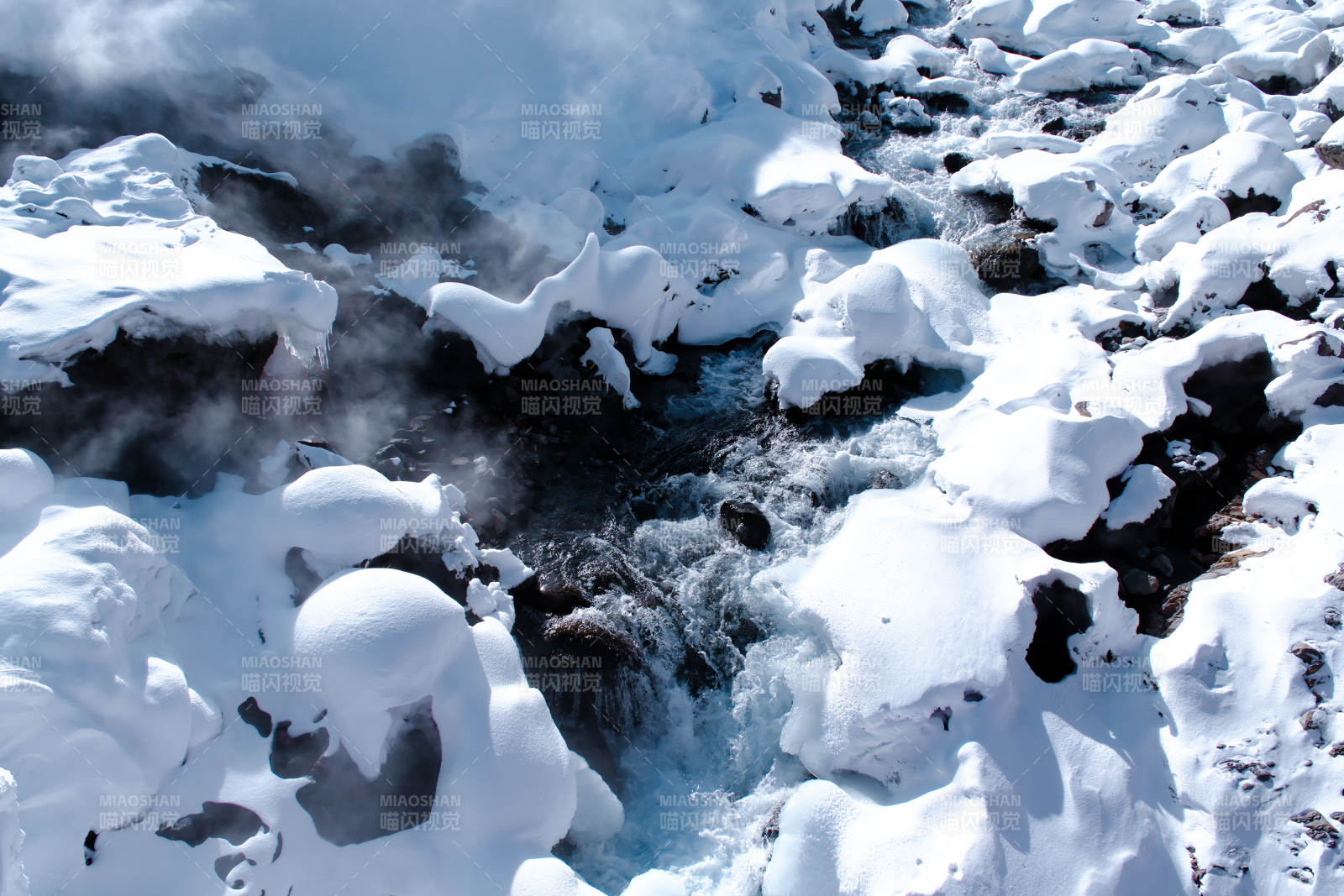 雪中温泉 冬日暖流图片