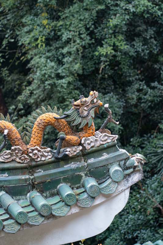 龙形装饰的古建筑屋檐图片