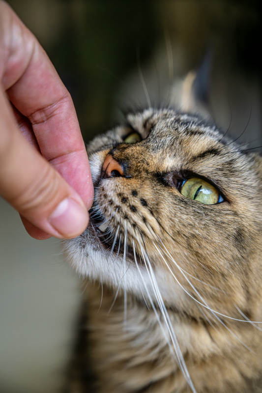 猫咪享受手指抚摸瞬间图片