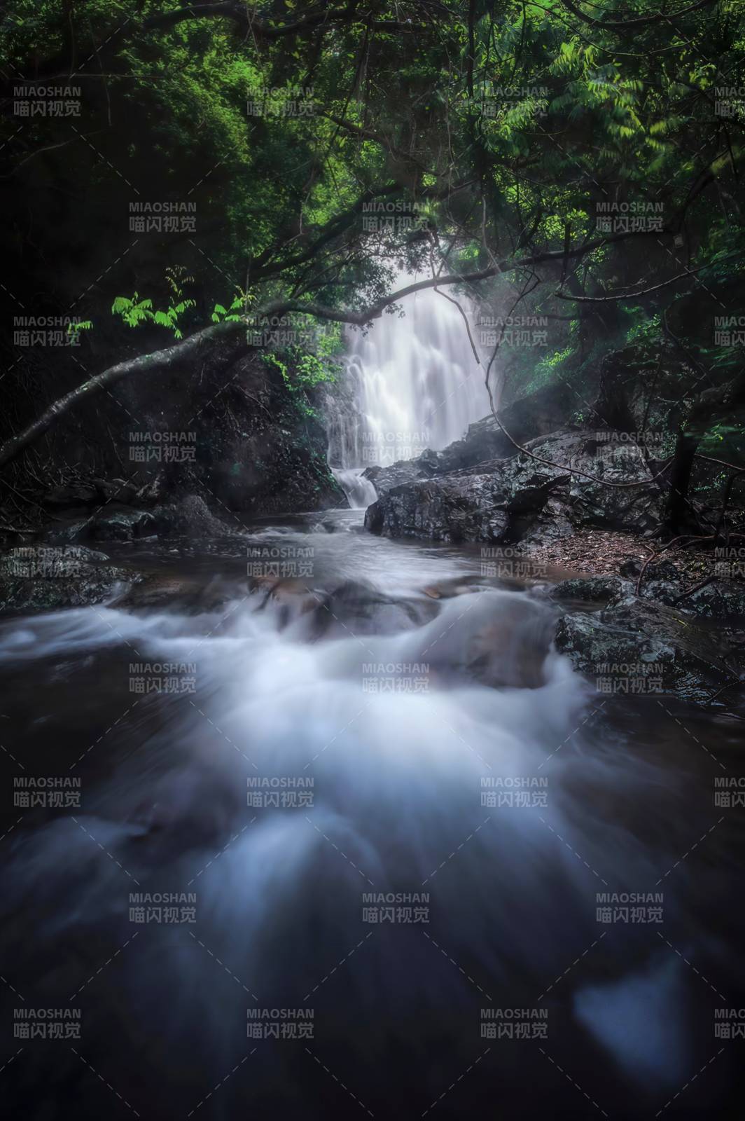 幽谷瀑布 流水潺潺图片