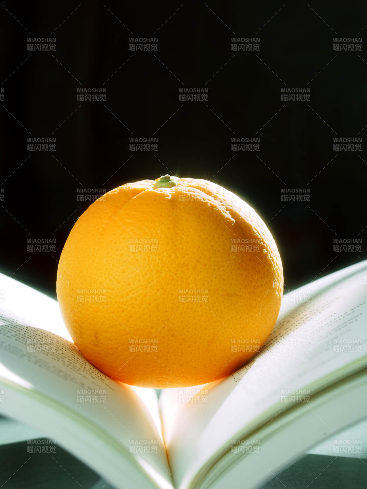 橙子与书的光影交错图片