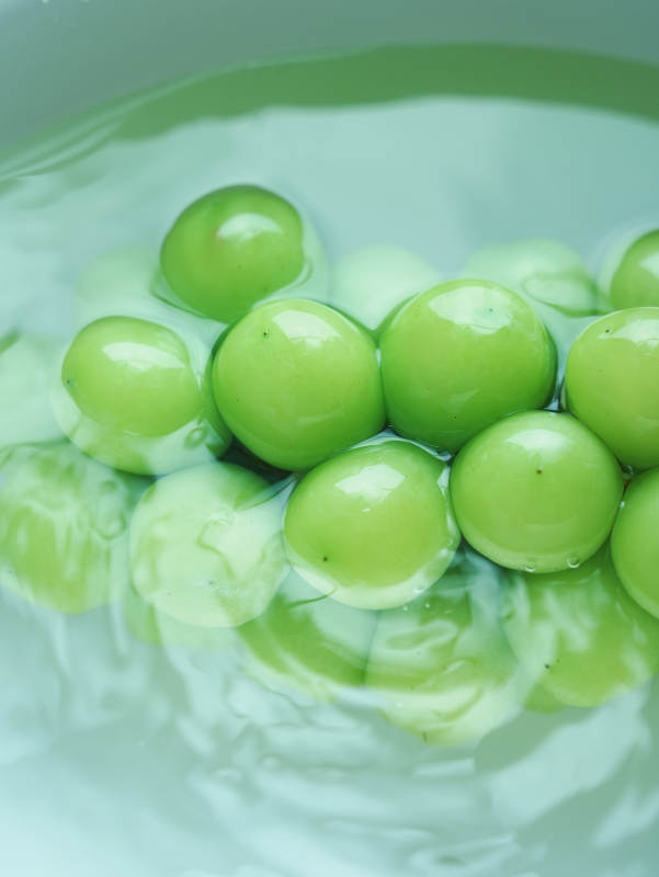 青葡萄在水中漂浮图片