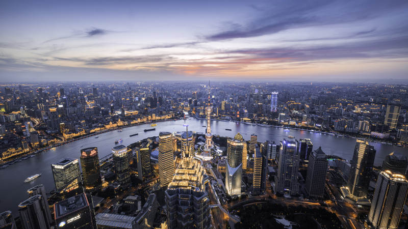 上海夜景 东方明珠与外滩图片