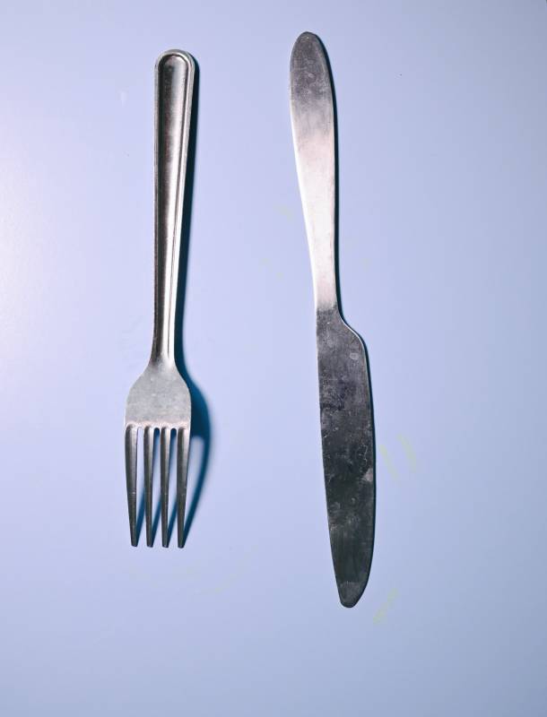 银色刀叉静置图图片