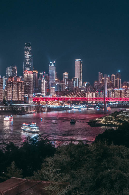 夜景城市 江桥灯火辉煌图片