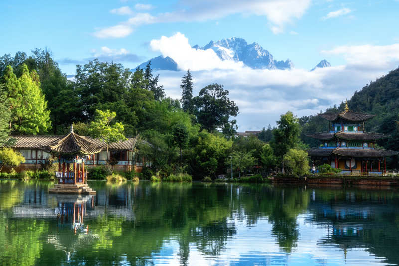 丽江古城山水风光图片