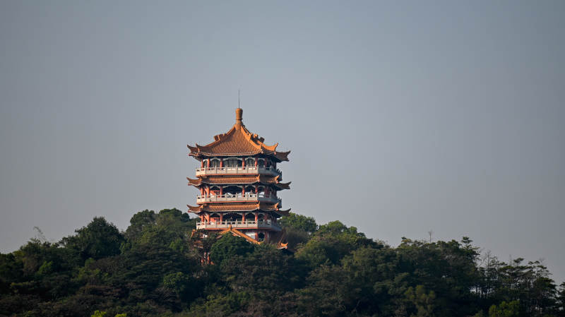 山顶古塔映翠林  鸿鹄楼图片