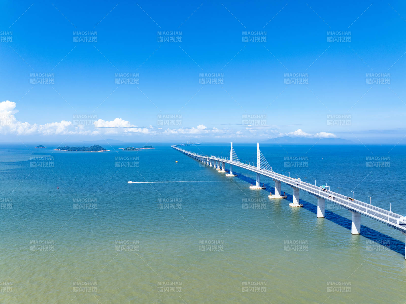 跨海大桥连接天际线图片