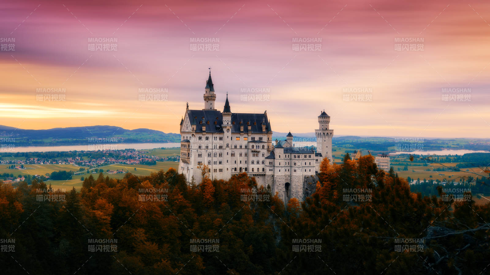 梦幻城堡夕阳美景图片