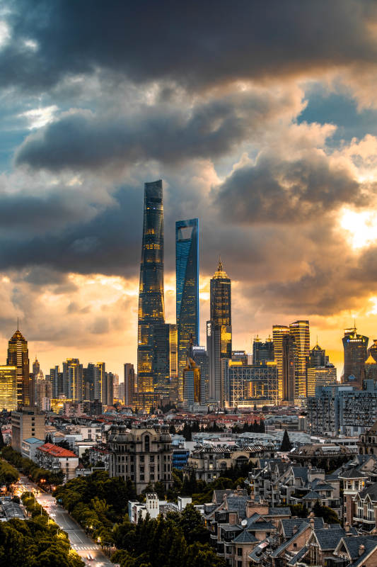 上海天际线夕阳美景图片