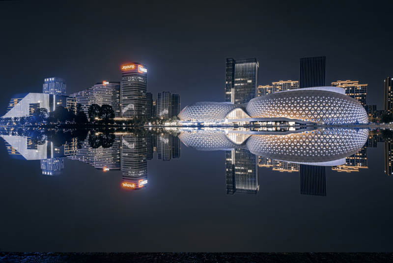 夜景倒影 城市之光图片