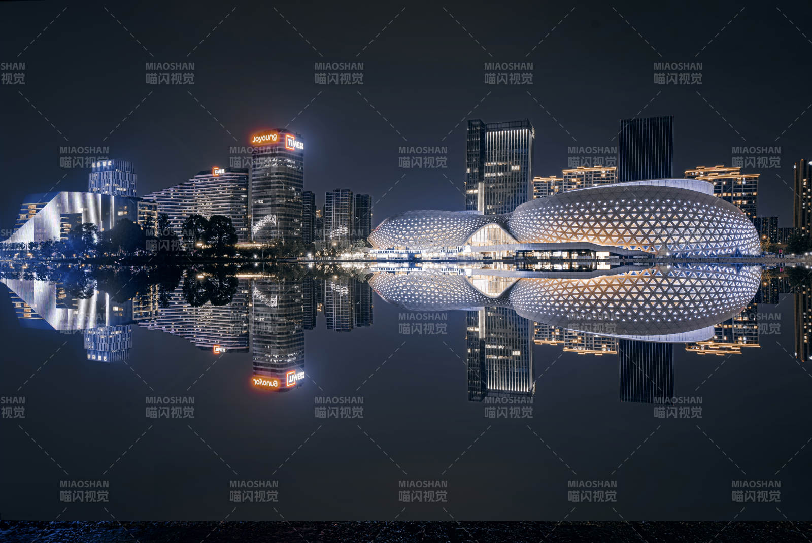 夜景倒影 城市之光图片