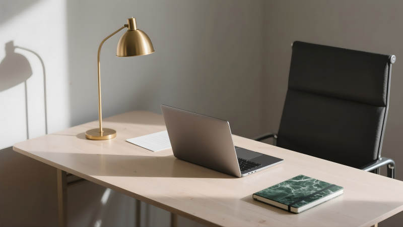 简约办公桌布置图片