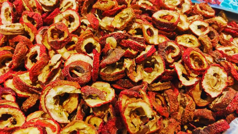 干山楂片特写图片