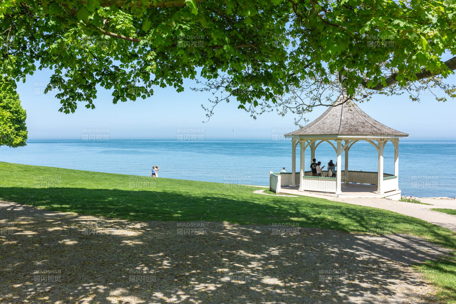 加拿大多伦多 海边凉亭绿荫下的宁静时光图片