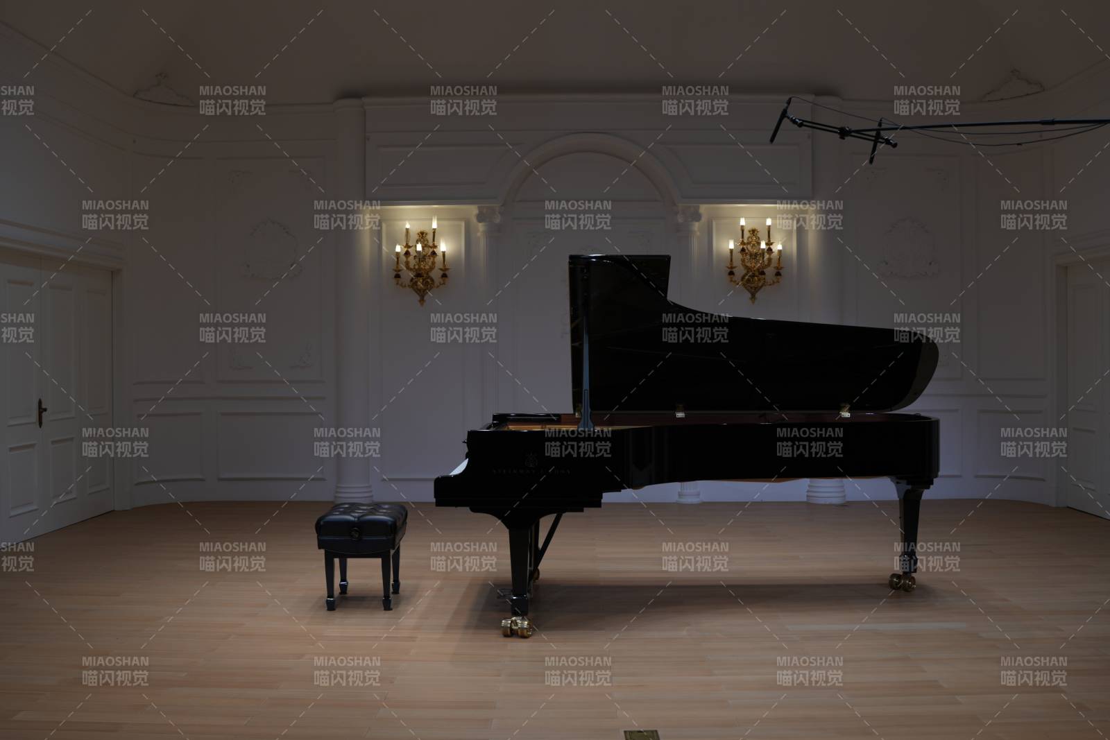 钢琴静谧的室内场景图片