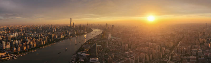 上海日落城市全景图图片
