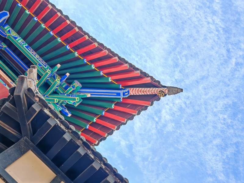 古建筑飞檐翘角蓝天背景图片