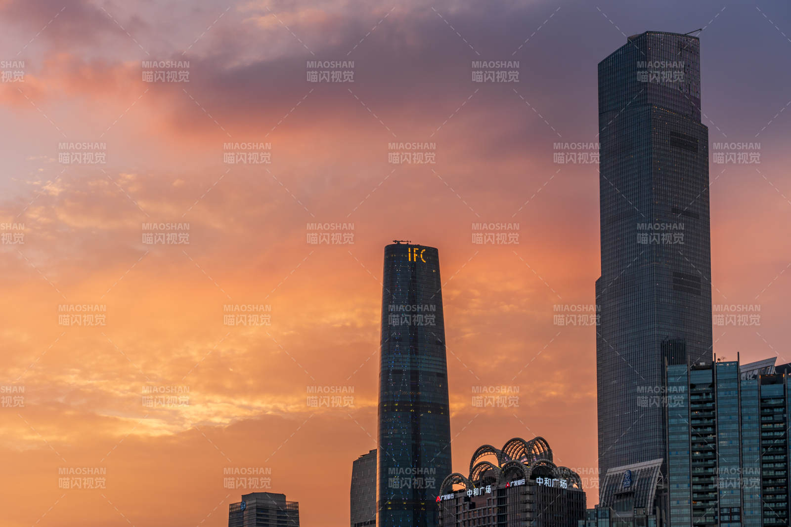 广州城市天际线夕阳美景图片