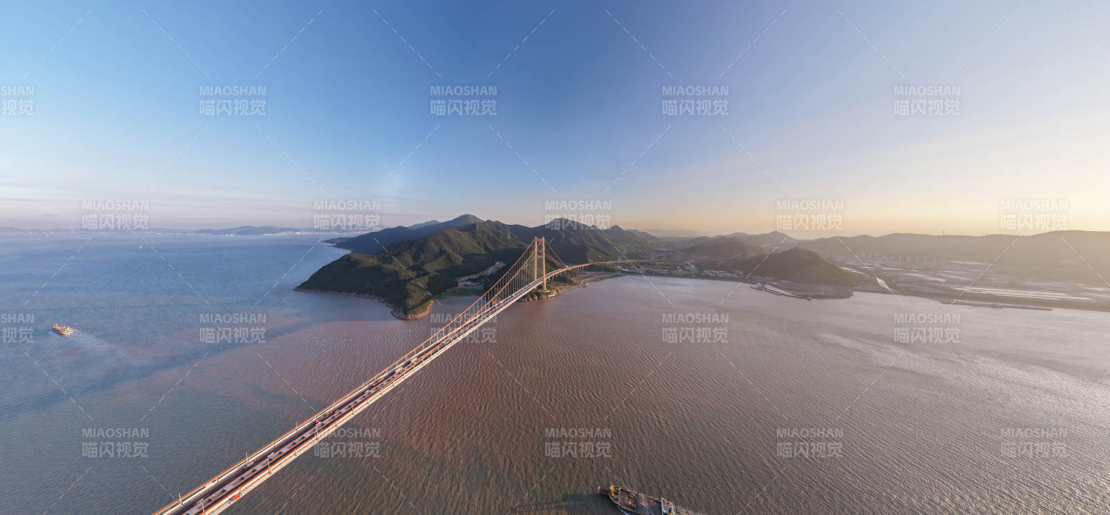 跨海大桥日落美景图片