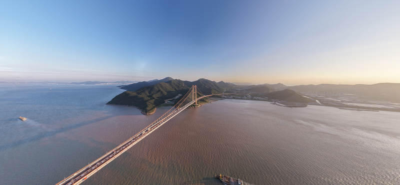 跨海大桥日落美景图片