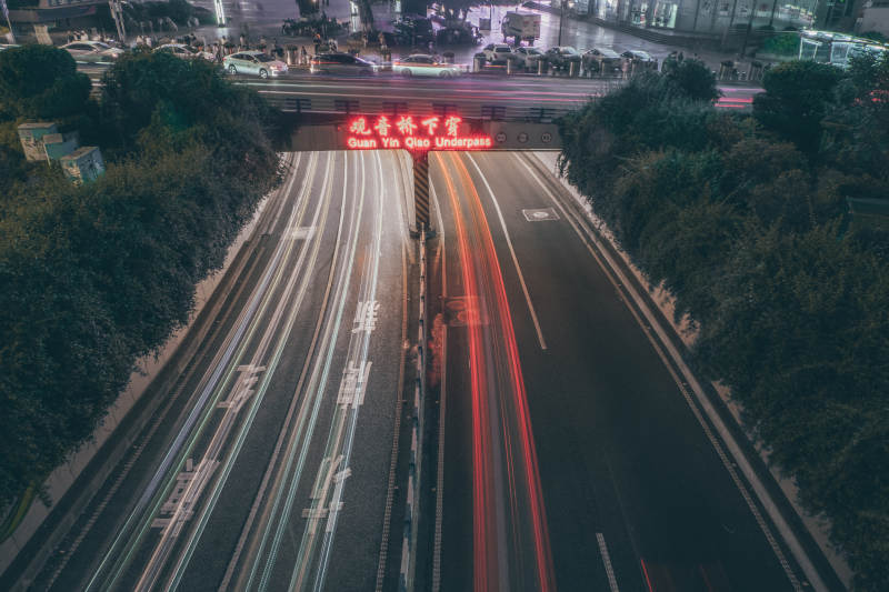 城市夜景高速路流光图片