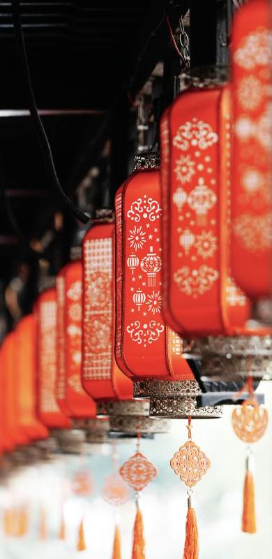 红灯笼映新春佳节图片