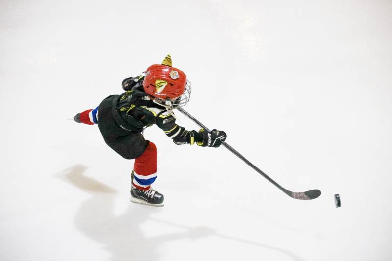 冰球小将奋力一击图片