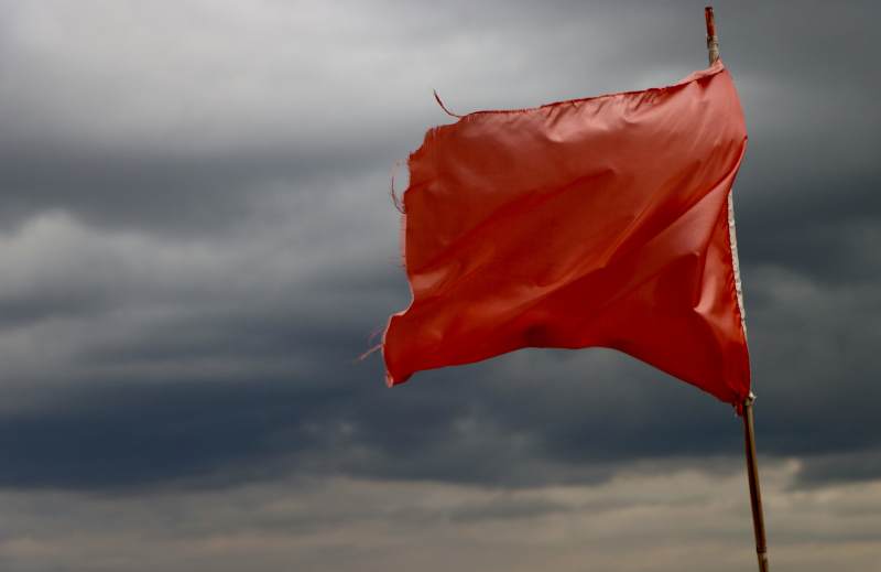 风暴中的红色旗帜图片