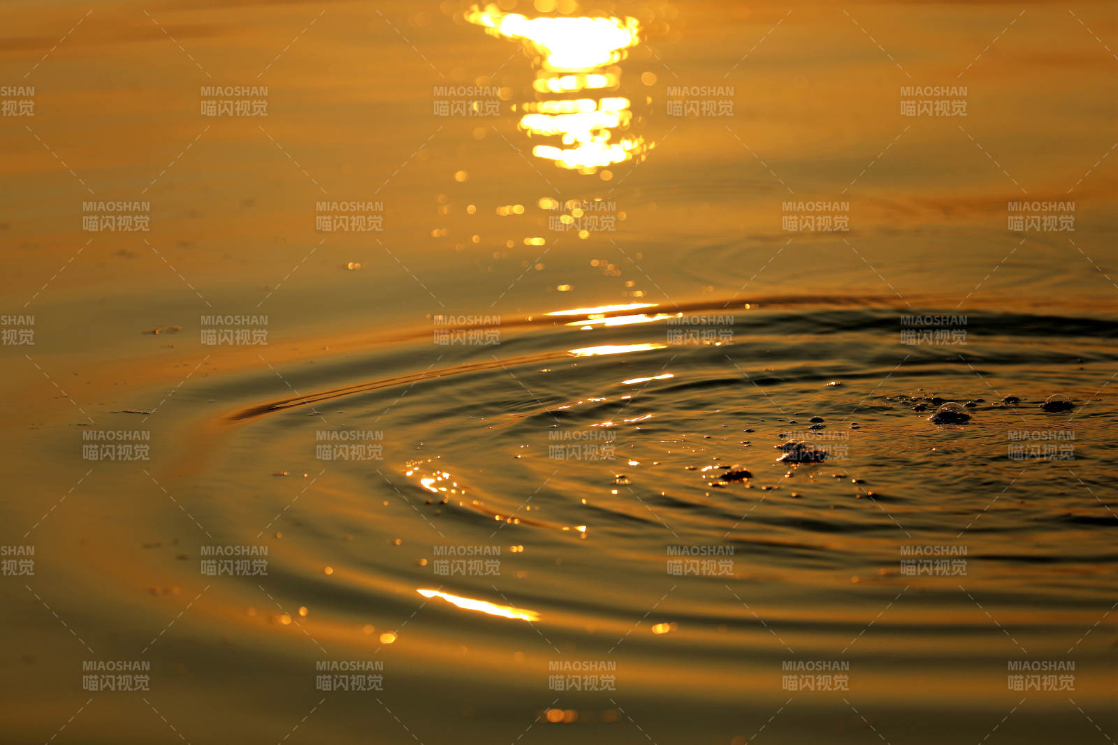 夕阳下的水波纹图片