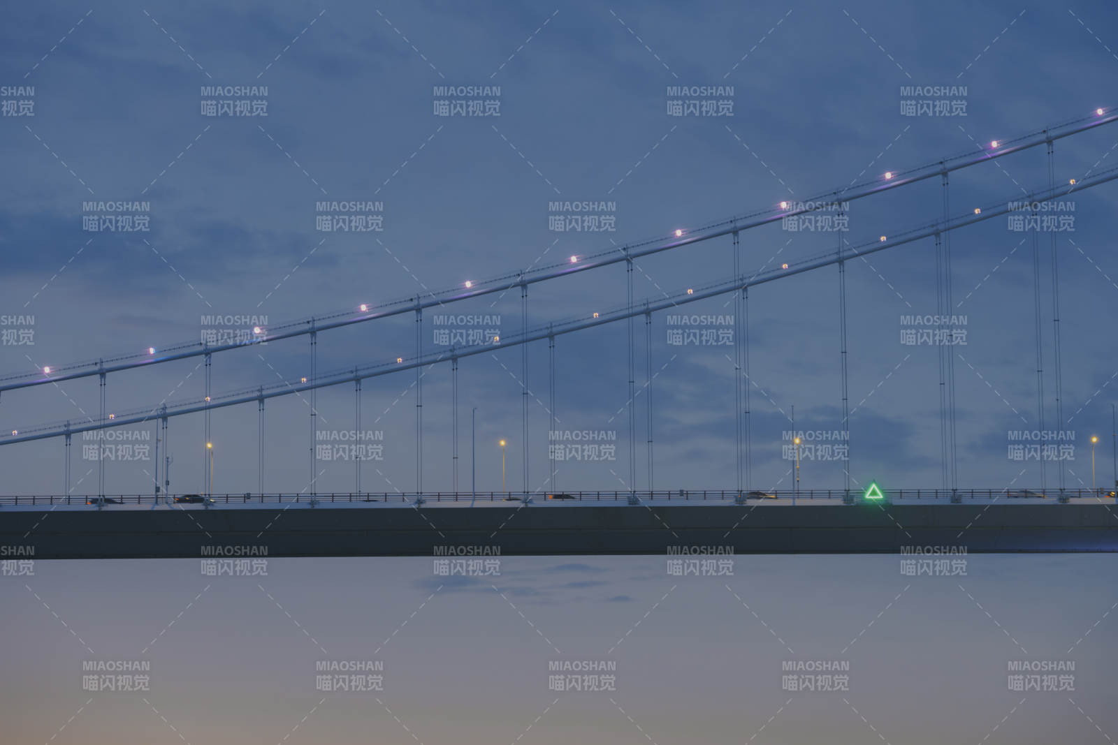 夜幕下的悬索桥图片