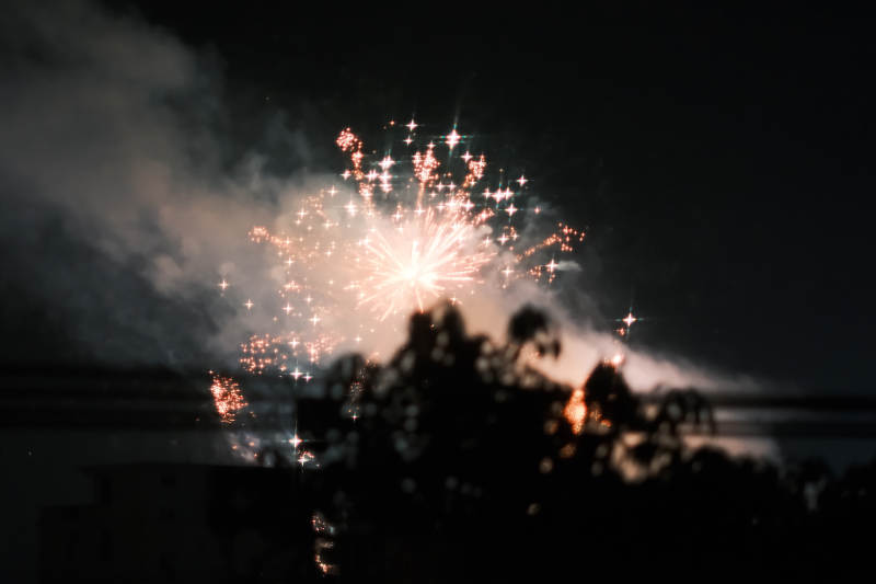 夜空中的烟花绽放图片