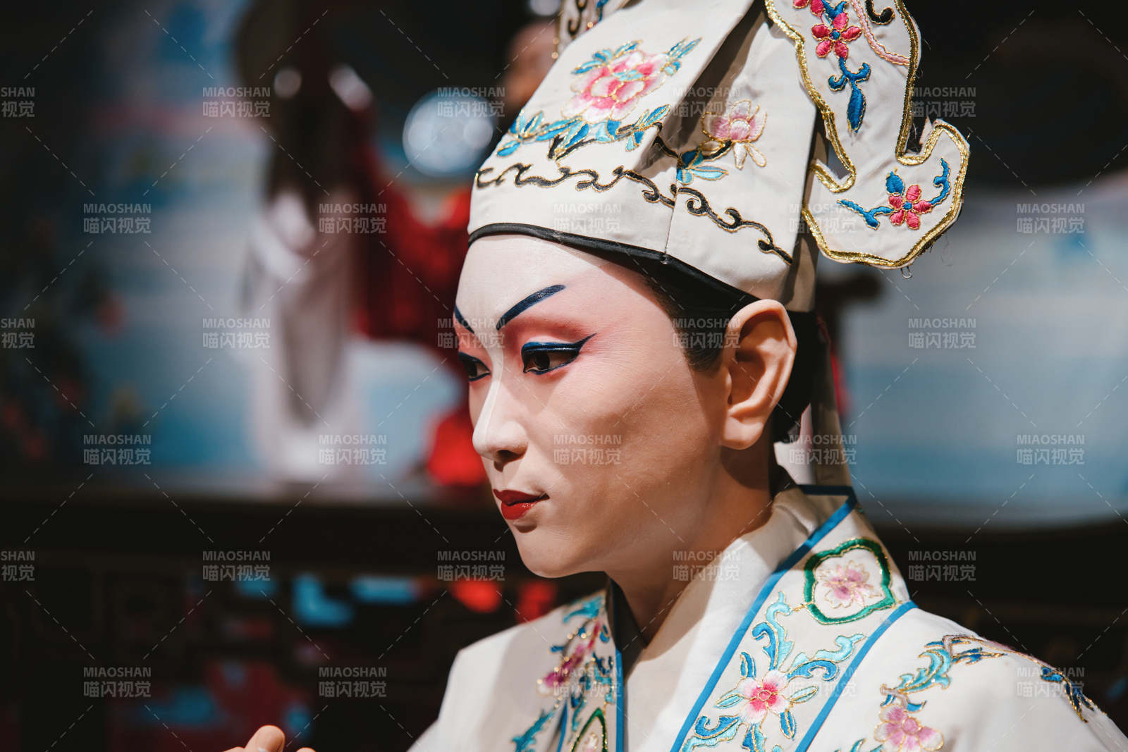 粤剧演员的精致妆容图片