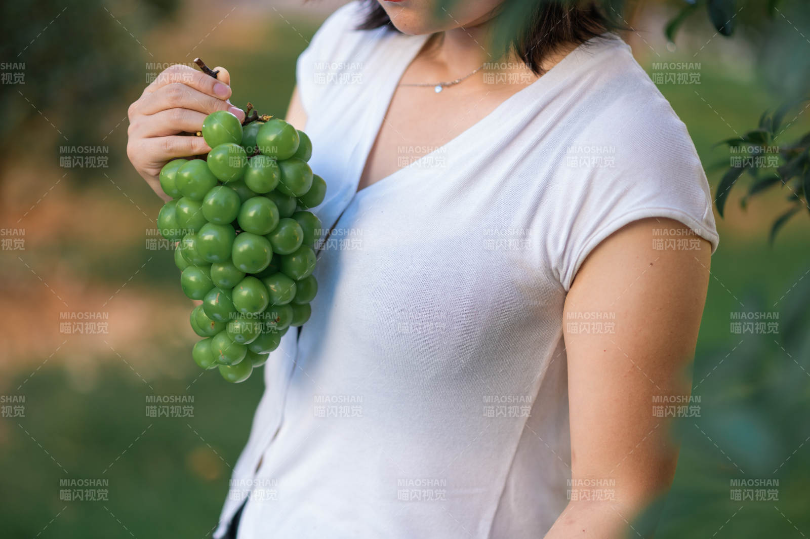 手捧绿葡萄 清新自然图片