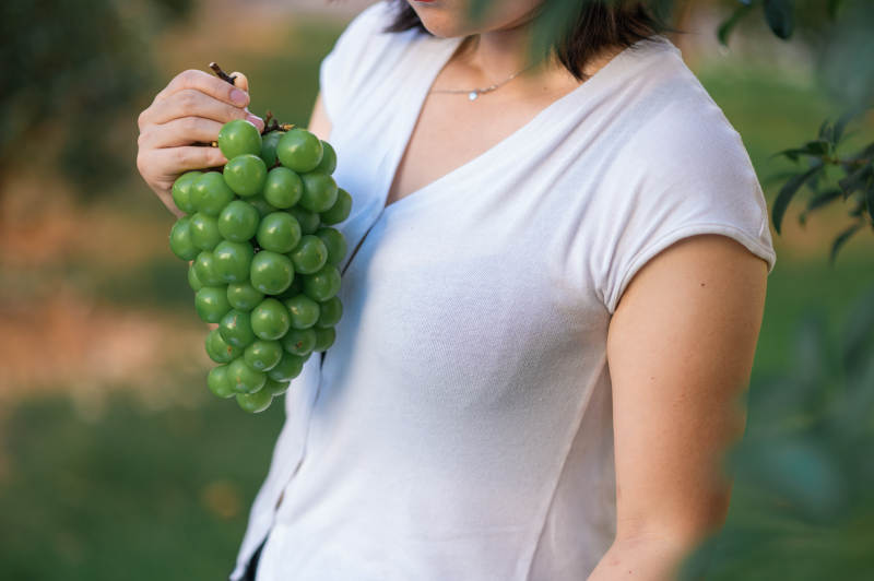 手捧绿葡萄 清新自然图片