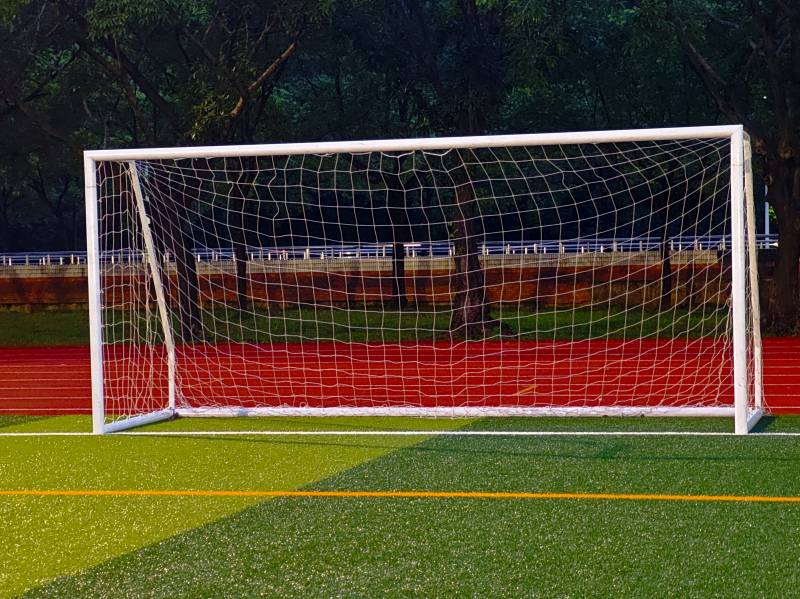 足球场上的球门网图片