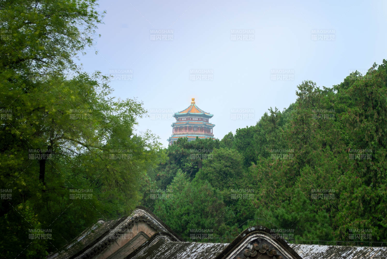 颐和园佛香阁远眺图片