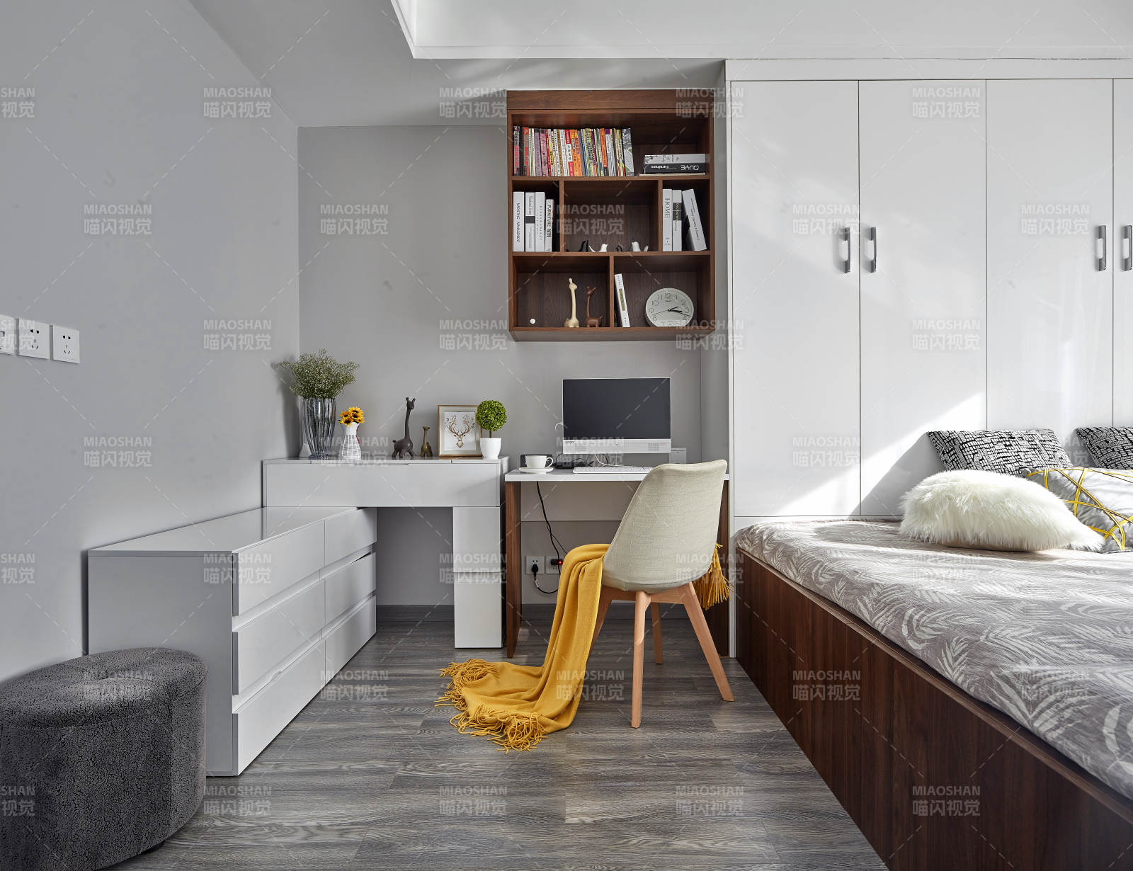 简约现代卧室书房设计图片