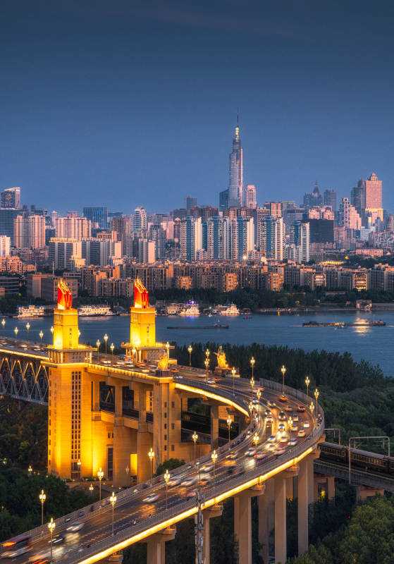 南京长江大桥夜景图片