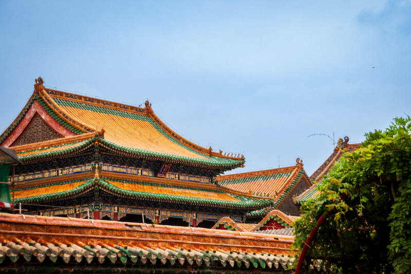 古建筑群的华丽屋顶  沈阳故宫图片